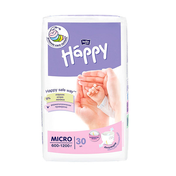 Подгузники для недоношенных детей Bella baby Happy Micro 30 шт