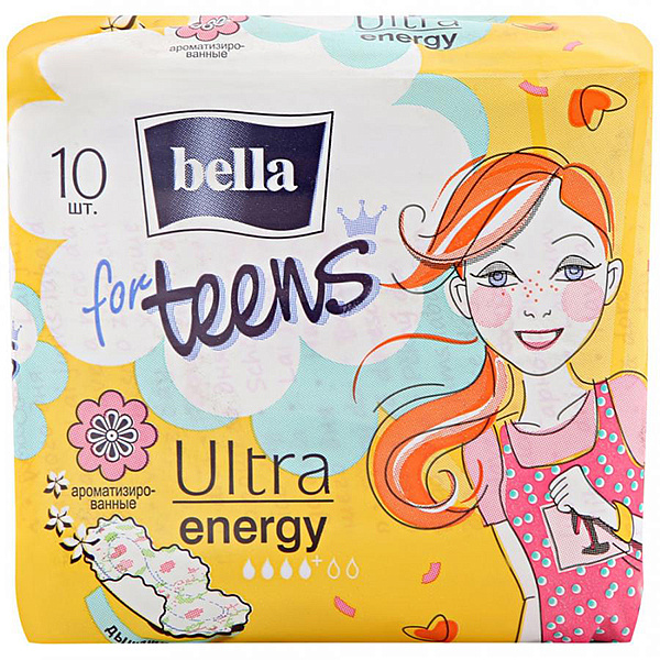 Прокладки супертонкие bella for teens energy deo 10 шт.