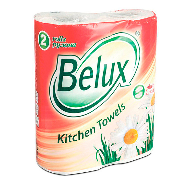 Бумажные полотенца Belux двухслойные 2 рулона белые 12,5 м