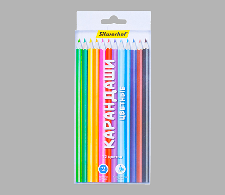 Набор цветных карандашей SILWERHOF "Народная коллекция", 12 цветов, шестигранные
