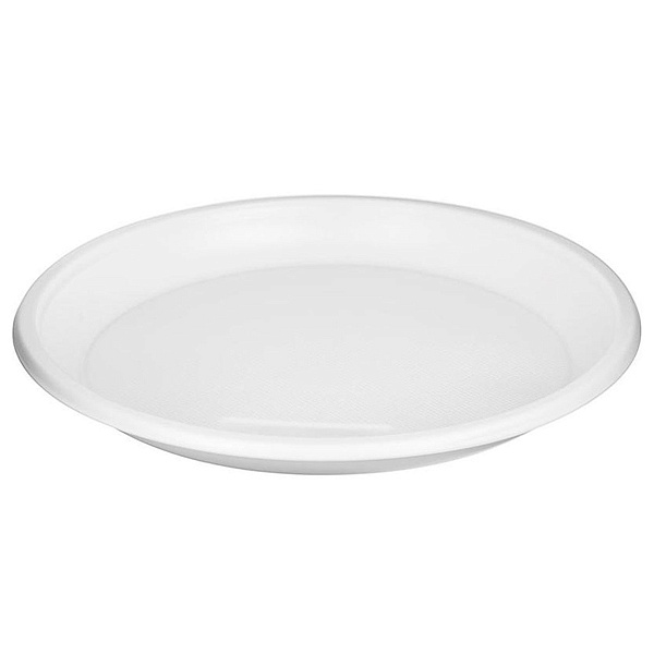 Тарелка одноразовая пластиковая Комус Бюджет белая 205 мм 100 шт/уп