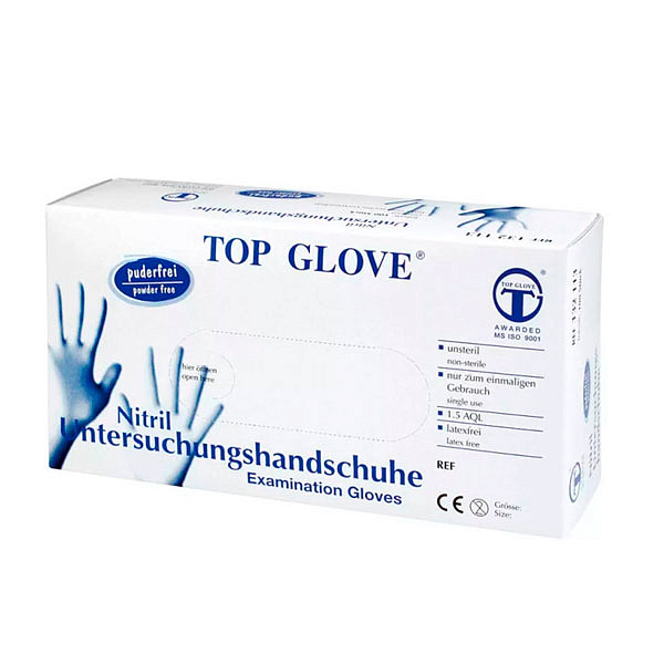 Перчатки нитриловые Top Glove L голубые 50 пар
