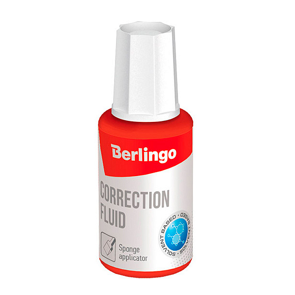 Корректирующая жидкость Berlingo с губчатым аппликатором 20мл