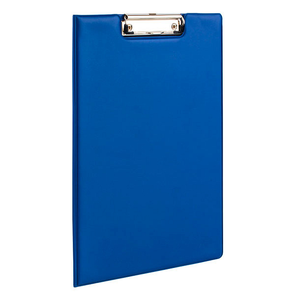 Папка-планшет STAFF А4 картон с прижимом и крышкой синяя 318×228 мм