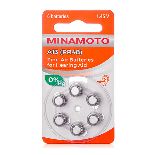 Батарейка слуховая Minamoto A13 PR48 6 шт
