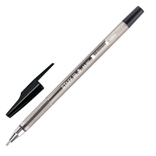 Ручка шариковая Staff  AA-927, черная корпус тонированный хромированный 0,7 мм