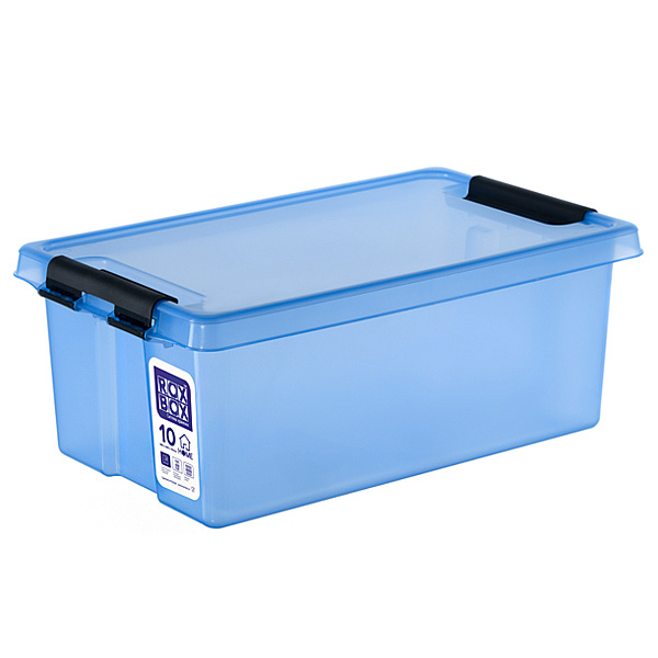 Контейнер с крышкой и клипсами ROX BOX HOME голубой 10л 400х255х150 мм