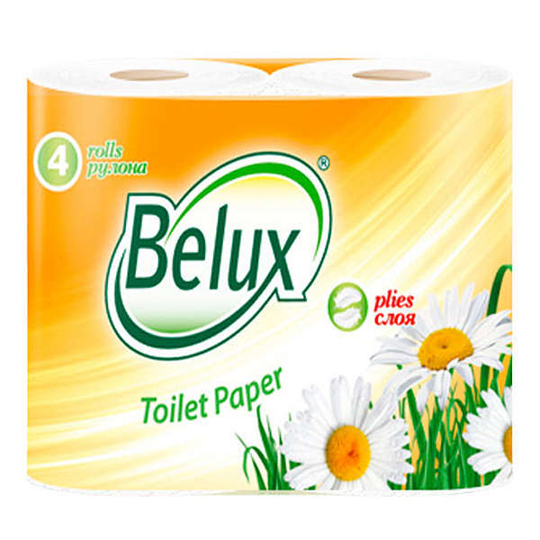 Туалетная бумага Belux двухслойная белая, 4 шт