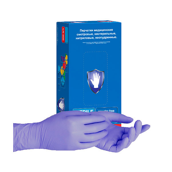 Перчатки нитриловые Safe&Care смотровые неопудренные синие S 100 пар