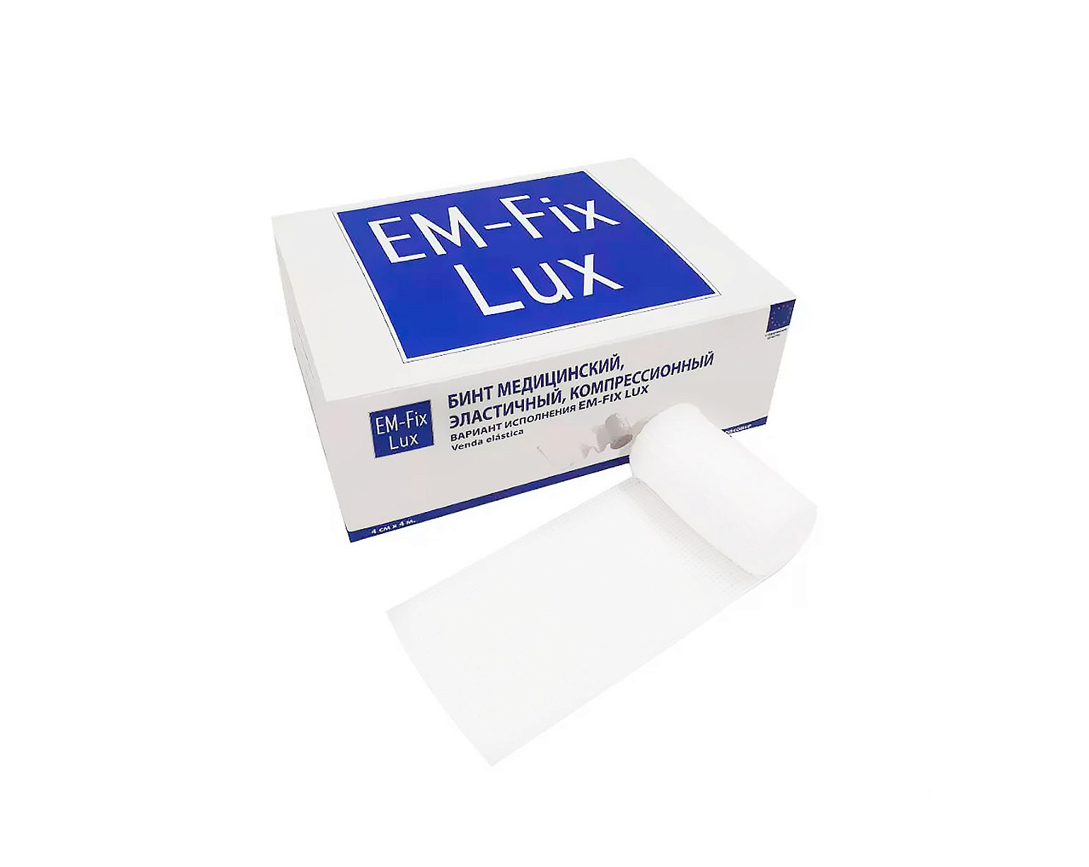 Бинт медицинский эластичный компрессионный, вариант исполнения EM-Fix Lux, 10см х 4м, белый, упаковк
