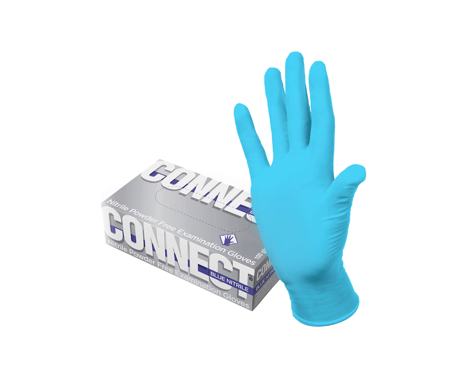 Перчатки CONNECT BLUE NITRILE смотровые, нестерильные, нитриловые, размер ХS (50 пар)