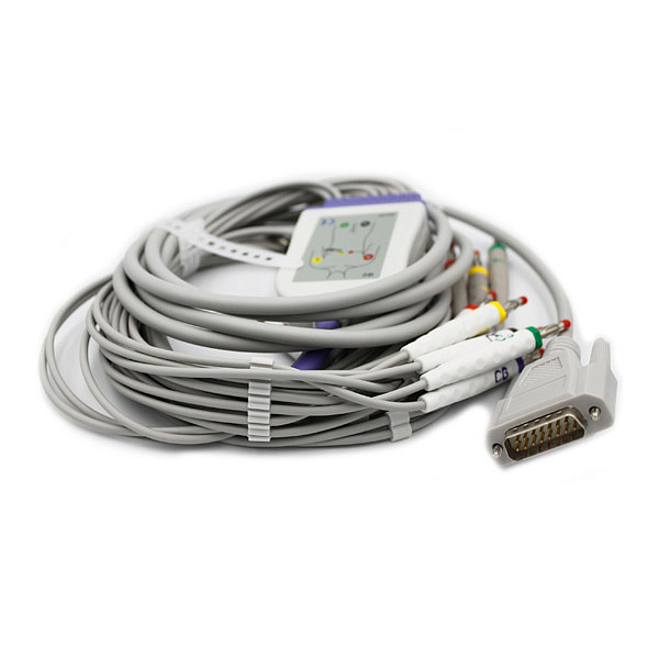 ЭКГ кабель пациента для Carewell ECG 1101,1103,1106,1112,1112L,T12,AR 1200ADV штекер banana 4мм IEC