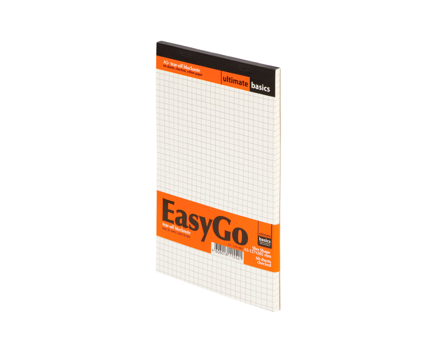 Блокнот А5 EASYGO склейка, жесткая подложка, бежевый внутренний блок, клетка 60 листов