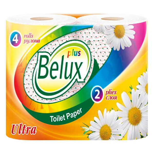 Туалетная бумага Belux Plus двухслойная с рисунком, 4 шт