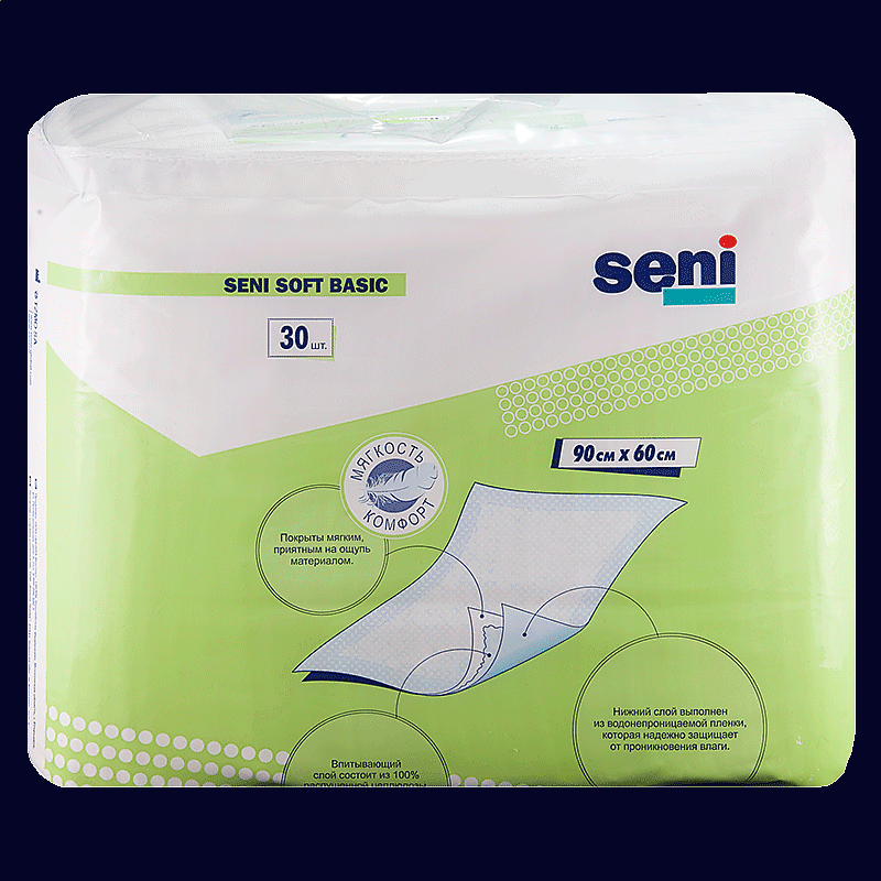 Пеленка гигиеническая SENI Soft Basic 90Х60 см по 30 шт в упак.