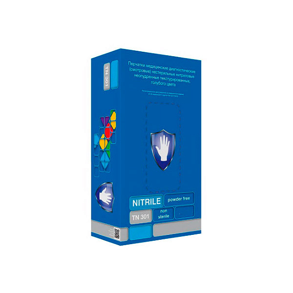 Перчатки смотровые нитриловые Safe&Care голубые размер XS TL 301 100 пар/уп