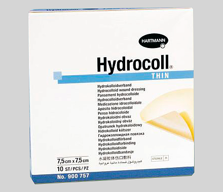 HYDROCOLL thin - Гидрокол. повязки на слабоэкссудирующие раны: 7,5х7,5см; 10шт