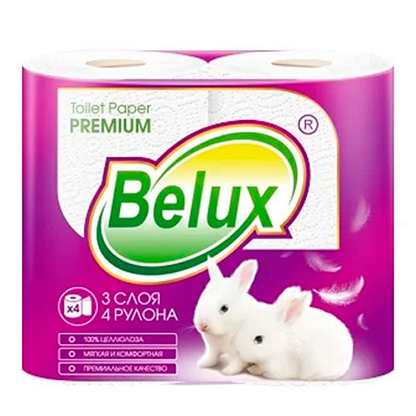 Туалетная бумага Belux трехслойная, 4 шт