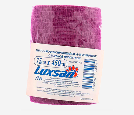 Люксан (Luxsan) Pets Бинт самофикс. для животных с горькой пропиткой 7,5 см х 4,5 м 1 шт.