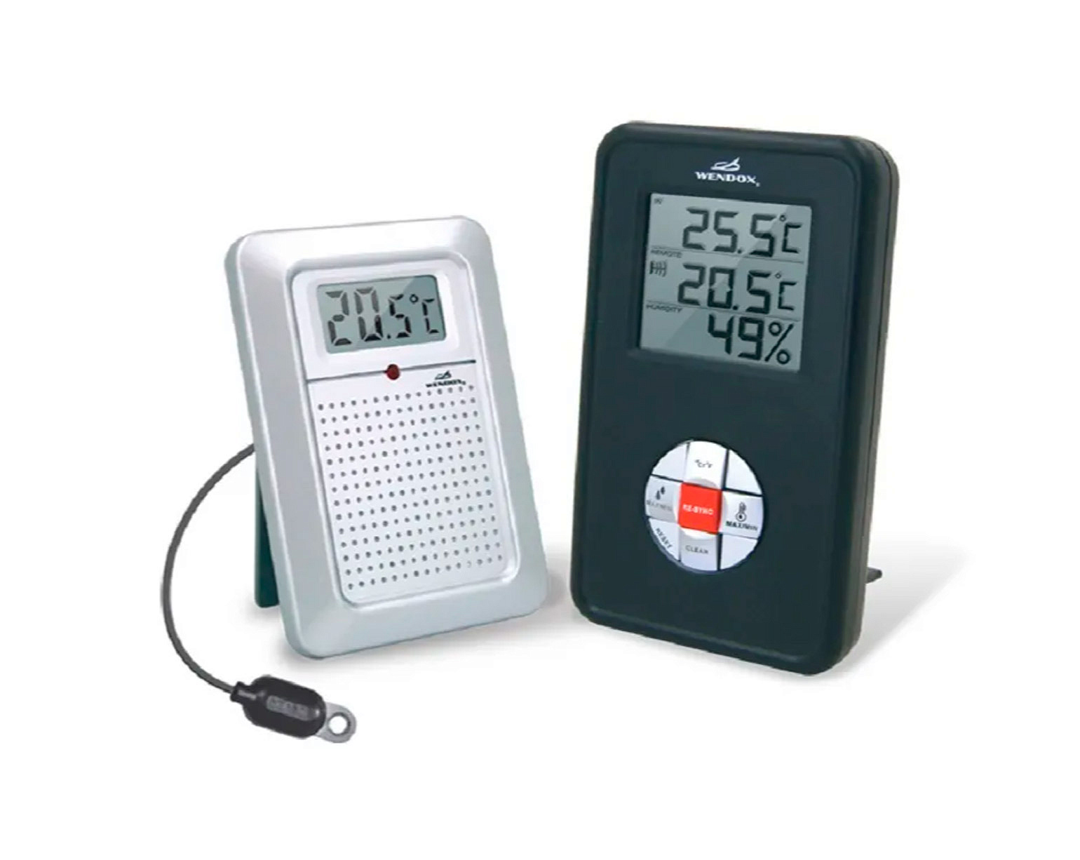 Электронный цифровой термометр - гигрометр с радиодатчиком Wendox W4580 Black
