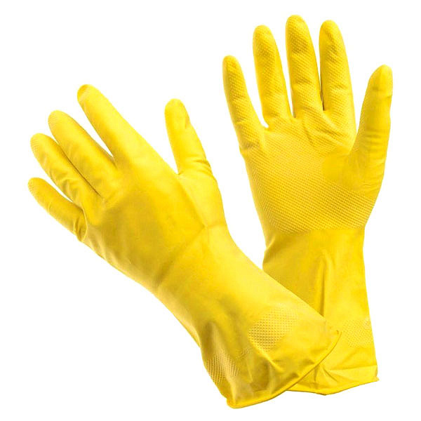 Перчатки резиновые флокированные Libry S желтые