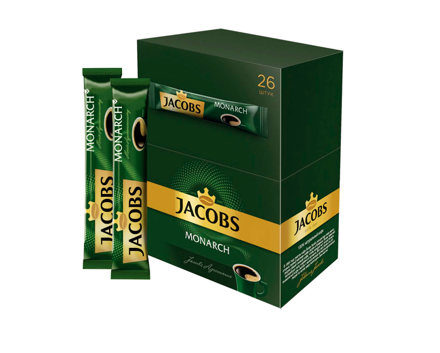 Кофе растворимый порционный Monarch 1,8 г пакетик 26 шт в упаковке Jacobs