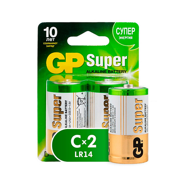 Батарейки GP Super C/LR14/14A алкалин 2 шт